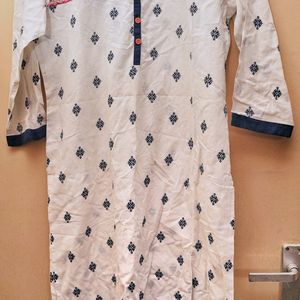 Block Print Kurta With Embroidery