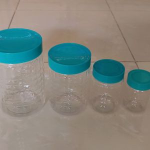 Pack Of Four Plastic Grocery Airtight Containers