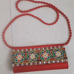 Kachchhi Embroided Bag(Red)