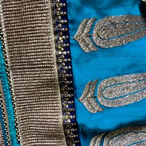 Duel Shade Saree (light skyblue Nd Dark Skyblu