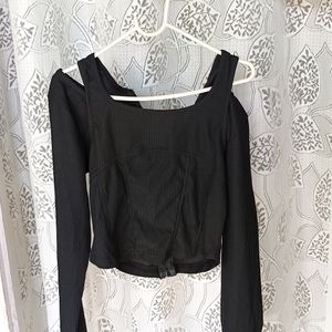 Korean Zipped Crop Top Full Sleeves