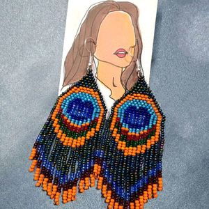 Peacock Feather Earrings (Handmade)