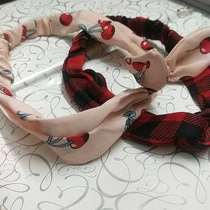 Cherry Pink And Red Plaid Headband