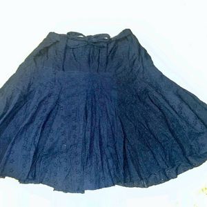 Stretchable Flared Skirt With Tie Up Ri