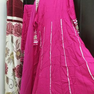 Rose Color Anarkali Set