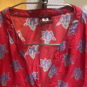 Red Jaipuri Print Kurta