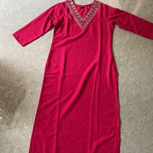 Pink V Neck Kurti