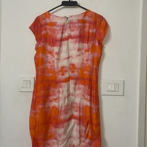 Orange And White Tie Dye A-Line Formal Dress