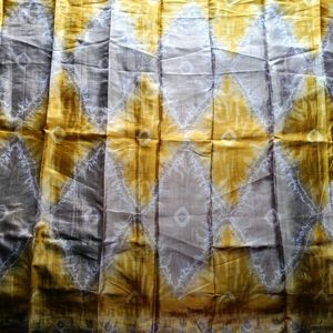 Yellow Grey Silk Saree