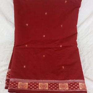 Women Beautiful Maroon Cotton Saree