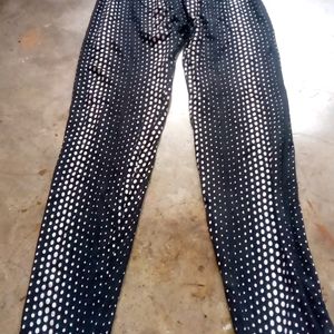 Black Pant With Fashionable White Prints.