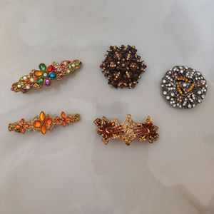 Kundan With Stones Hair Clips