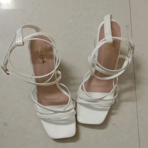 White Block Heels