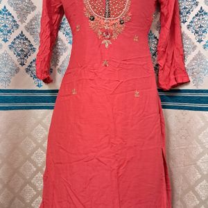 Beautiful Carrot Red Kurti Size 38 M