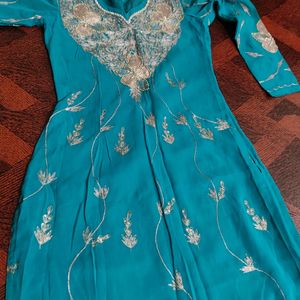 Beautiful A Line Heavy Embroidery Kurta With Dupat