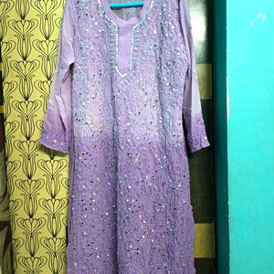 Women Lavender Two Shade Kurta Set With Inner