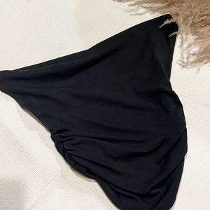 Black Cowl Neck Crop Top