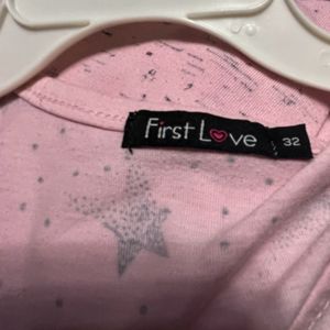 Pink Top With Star Print, Cold Shoulders Size 32