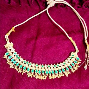 Eid Special Golden N Green  Kundan Necklace