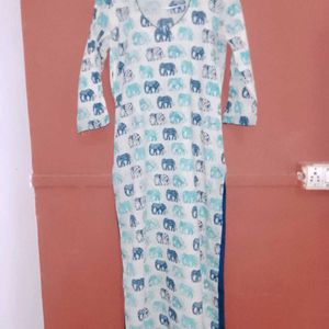 Pure Cotton Elephants Motifs Kurta