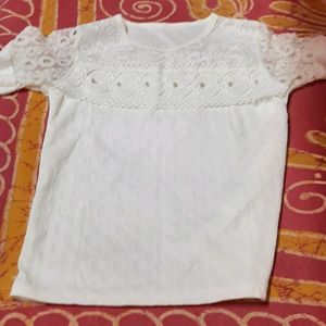 WHITE LACE TOP (+PINK TSHIRT AS FREEBIE)