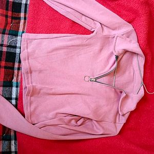 Pink Crop Top With Zip