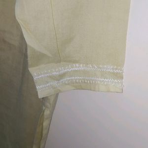 Women Light yellow Embroided Kurta