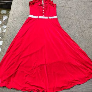 Vintage Red High Neck Party Dress