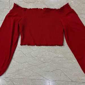 Smocked Red Crop Top