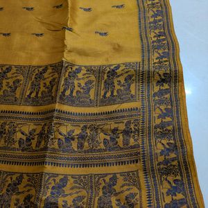 Mustard and black Handwoven baluchari