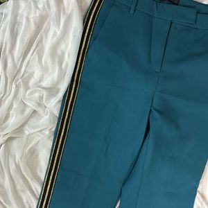 M&S Original Blue Formal Pants With Border