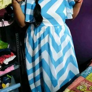 Sky_Blue Zigzag Georgette Dress Urbane fashion