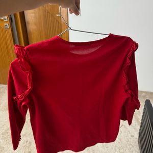 ZARA Red 3/4th Sleeve Top