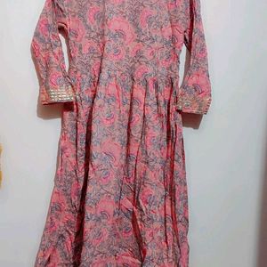 Pink Printed Anarkali Kurti For 32 Bust