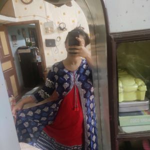 Blue And red jacket Style Kurta