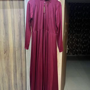 Anarkali Type Maroon Gown And Navy Blue Dupatta