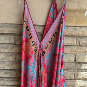 KanhaE Long Bohemian Silk Dress With Open Back