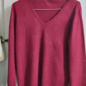 Price Drop V neck Maroon Full Sleeves Top