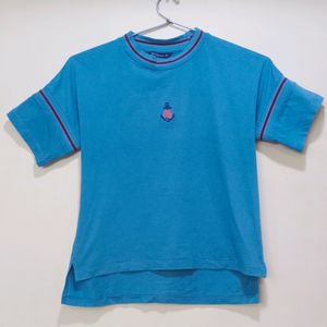 Mast & Harbour Teal blue Embroided Tshirt (Women)