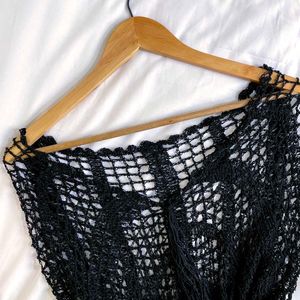 Pinterest Black Up & Down Knitted Top