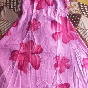 Designer Pink Floweral Frock With Dupatta