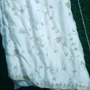 Beautiful full hand work white saree