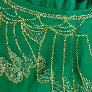 Green Embroidered Sheer Top