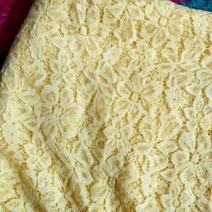 Yellow Nylon Flower Net Fabric