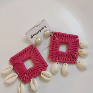 Pink Boho Crochet Earring