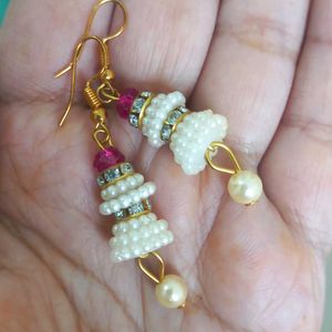 White Pearl Jhumki Earring