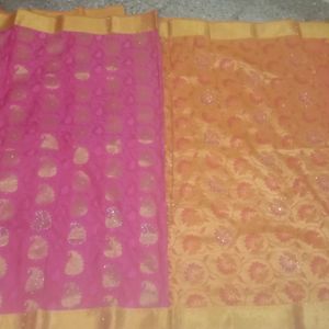 Art Silk Saree With Stoned Stitched Blouse