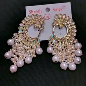 Kundan Off White Peacock Earring