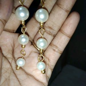 🆕 🤍 Home Made White Pearls Earings