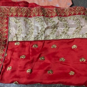 Red Heavy Bordered Saree